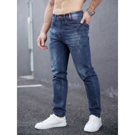 Men's Casual Skinny Jeans, Chic Street Style Stretch Jeans