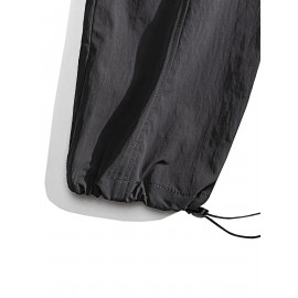 Relaxed Fit, Men's Vintage-Inspired Cargo Pants - Nylon, Casual Fit with Drawstring Waist for Spring/Fall