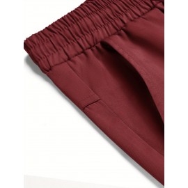 1pc Men'S Casual Cotton Drawstring Pants - Solid Color, Non-Stretch Fabric, Regular Fit, All-Season Straight Leg Cargo Trousers