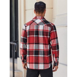 Mens Flannel Shirt Long Sleeve Plaid Jacket Casual Button Down Shirts Shacket