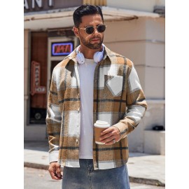 Mens Flannel Shirt Long Sleeve Plaid Jacket Casual Button Down Shirts Shacket