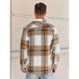 Mens Flannel Shirt Long Sleeve Plaid Jacket Casual Button Down Shirts Shacket