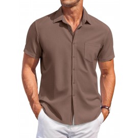 Mens Summer Beach Shirt Short Sleeve Shirts Casual Button Down Shirts Wrinkle Free