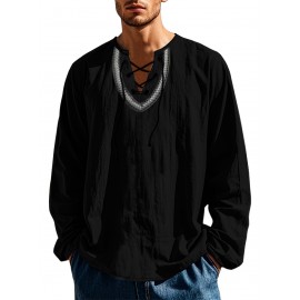 European And American Four Season Loose Fitting Pullover Retro Ethnic Style Casual Stand Up Collar Shirt