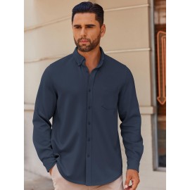 Men'S Long Sleeve Wrinkle Free Shirt Casual Button Down Shirt for Men Untucked Shirts with Pocket