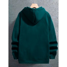 Men's Fashion Geometric Cross Print Hoodie with Comfort Pockets, Full Zip Regular Fit Polyester Knit Fabric Hooded Sweatshirt with Slight Stretch - All Season Style