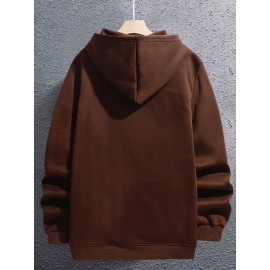 Men's Fashion Geometric Cross Print Hoodie with Comfort Pockets, Full Zip Regular Fit Polyester Knit Fabric Hooded Sweatshirt with Slight Stretch - All Season Style