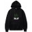 Men's Polyester Hooded Sweatshirt with Geometric Leaf Applique, Sports Style Active Hoodie with Slight Stretch, Regular Fit Knit Fabric Pullover - Casual Hip Hop Streetwear