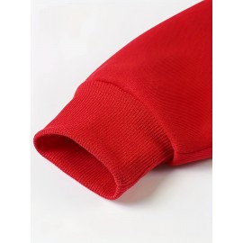 Men's Polyester Hooded Sweatshirt with Geometric Leaf Applique, Sports Style Active Hoodie with Slight Stretch, Regular Fit Knit Fabric Pullover - Casual Hip Hop Streetwear