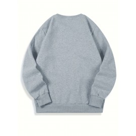 Men's Casual Golf Print Crewneck Sweatshirt - Relaxed Fit, Polyester Knit, Machine Washable, Fall/Winter Fashion